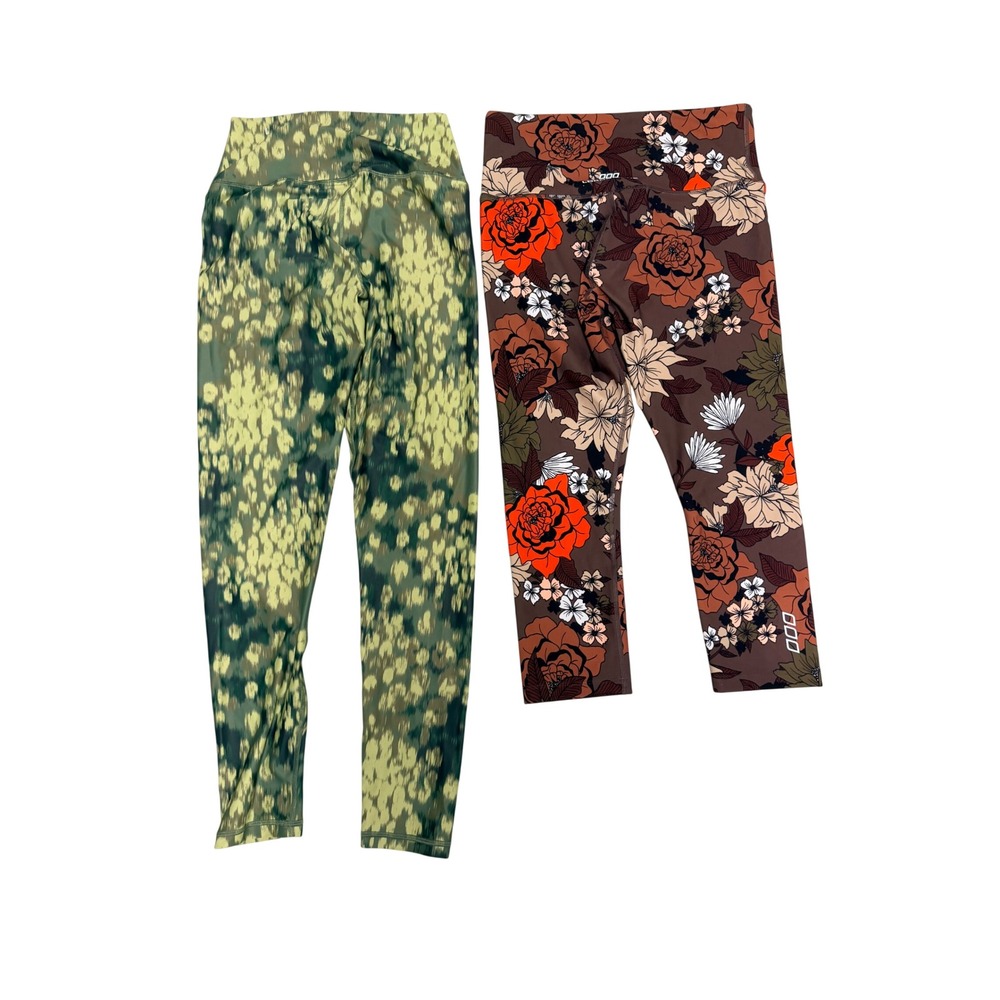 Lorna Jane Leggings Bundle Womens Sz M Floral Green Abstract High Rise Yoga Gym